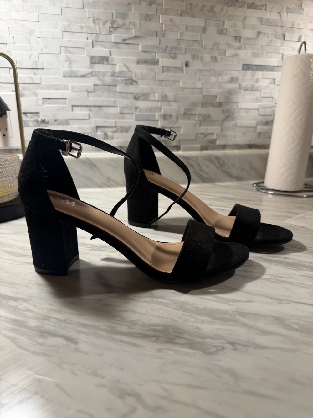 Microsuede heels